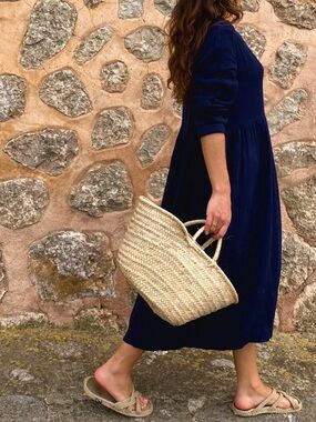 Sauths Gigi Linen blend Dress Large Navy Blue